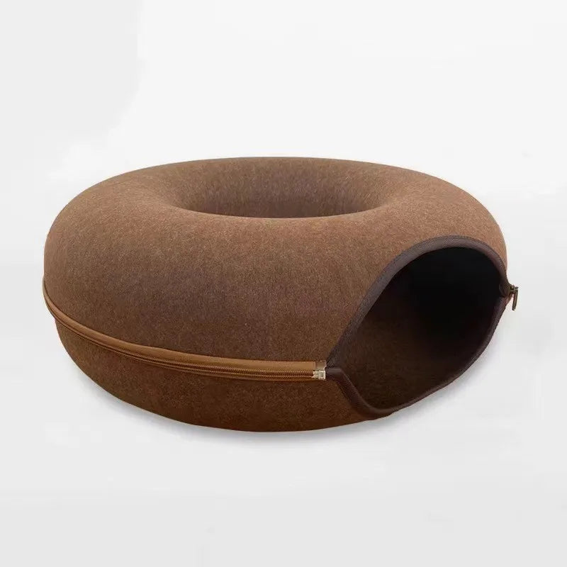 Cozy Donut Cat Tunnel Bed