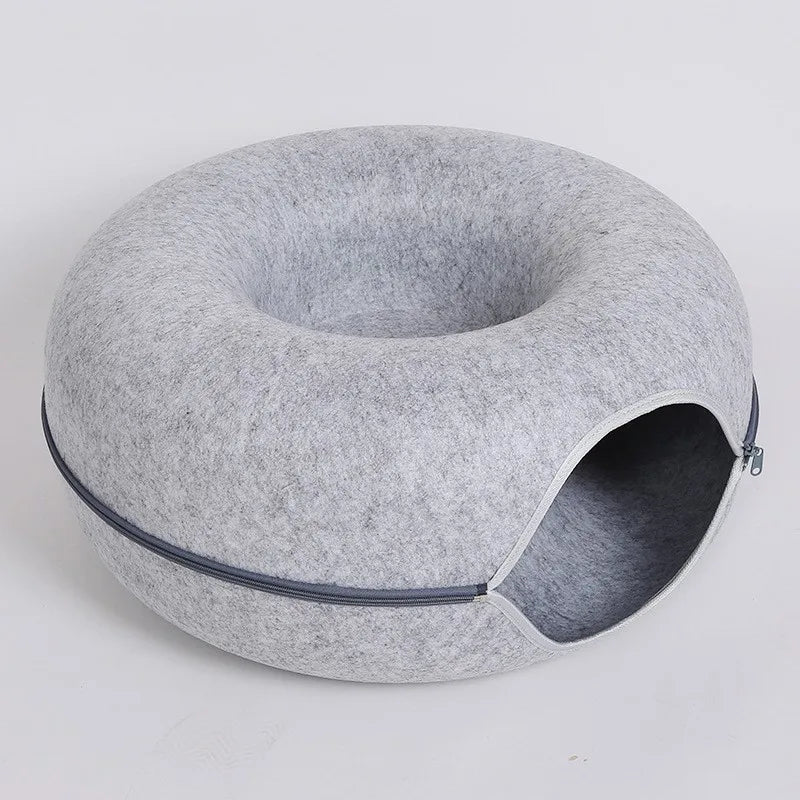 Cozy Donut Cat Tunnel Bed