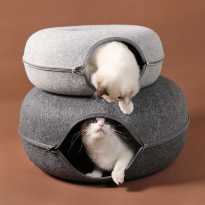 Cozy Donut Cat Tunnel Bed
