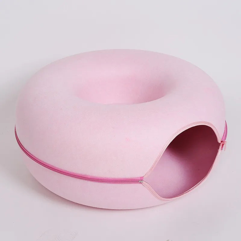 Cozy Donut Cat Tunnel Bed