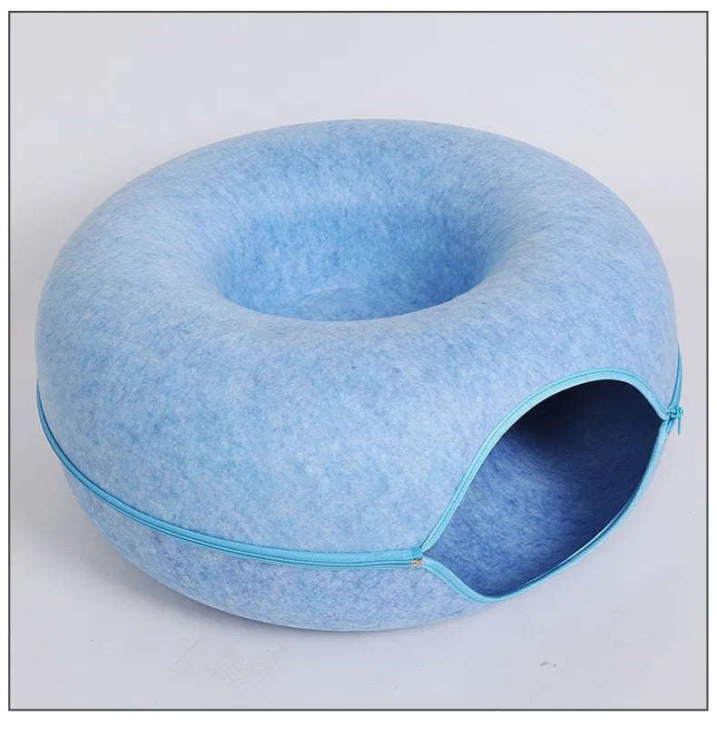 Cozy Donut Cat Tunnel Bed