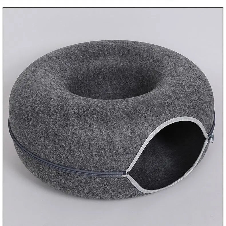 Cozy Donut Cat Tunnel Bed