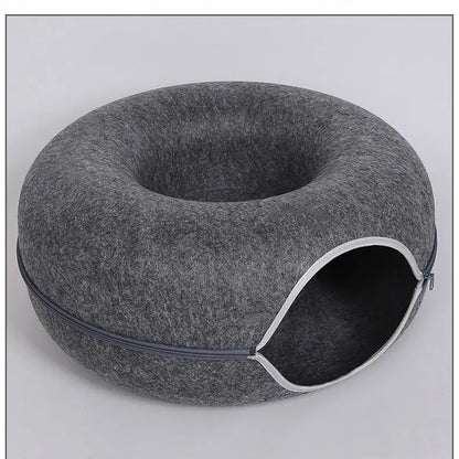 Cozy Donut Cat Tunnel Bed
