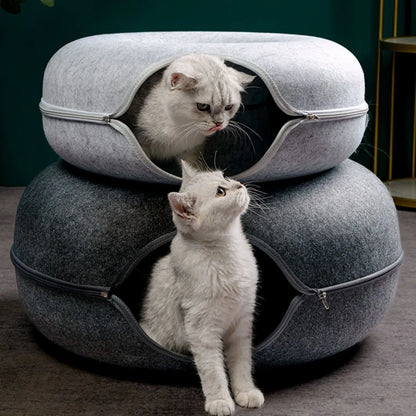 Cozy Donut Cat Tunnel Bed