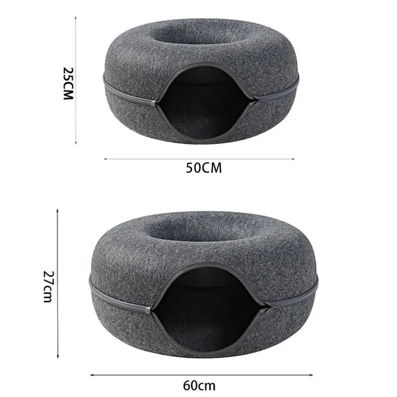 Cozy Donut Cat Tunnel Bed
