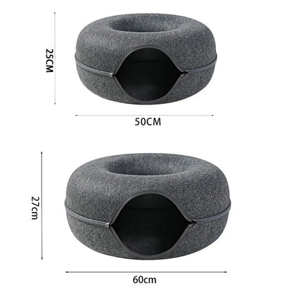 Cozy Donut Cat Tunnel Bed